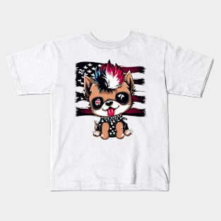 Cute Dog 4th Of July Rebel Rocket Kids T-Shirt